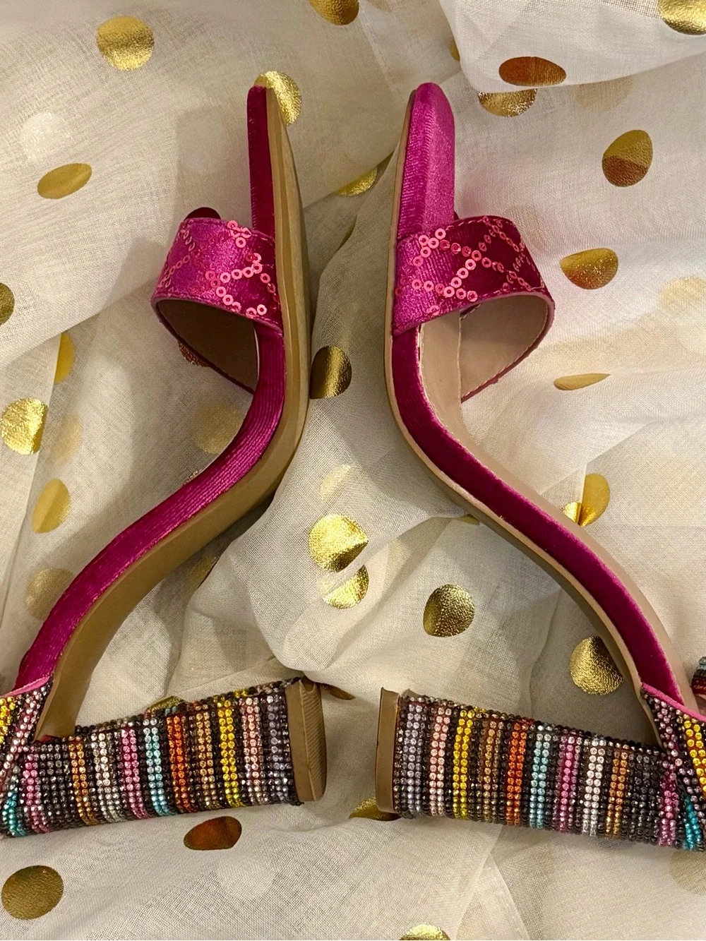 Betsey Johnson Fuchsia/HotPink Sequin Evening Sandals